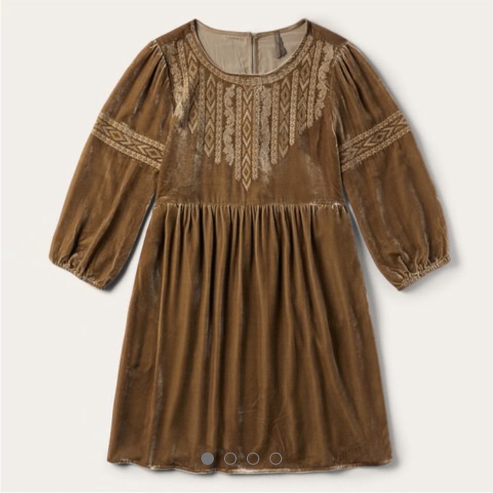 Stetson Khaki Velvet Babydoll Dress